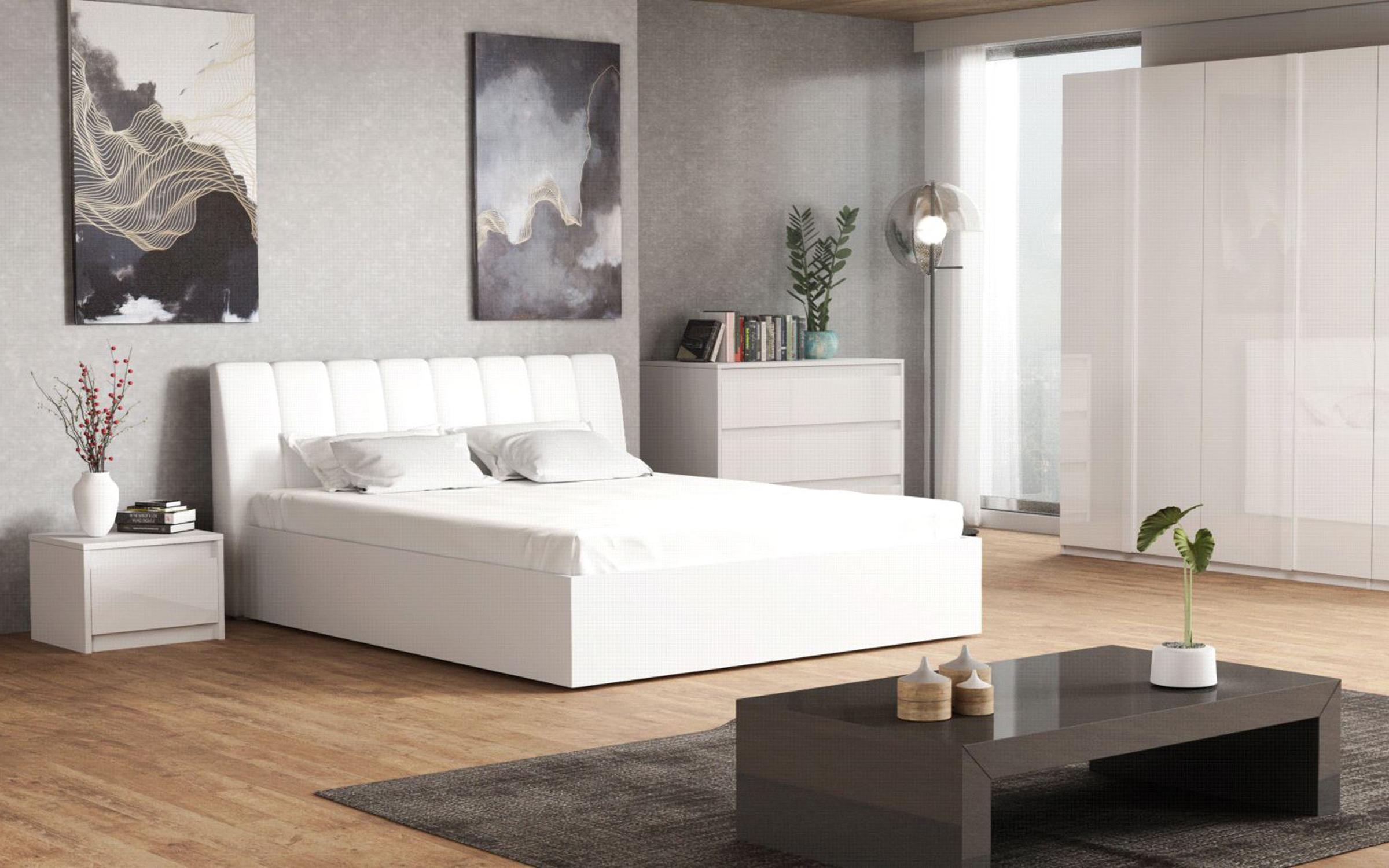 Κρεβάτι Italy, alpine white + λευκό γυαλιστερό  1